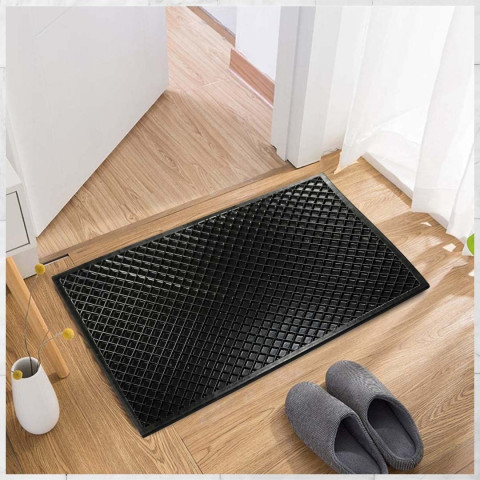 ALP EPDM Rubber Anti Slip Extremely Durable Black Color Door Mat for Home Office Door (Set of 1, Black)