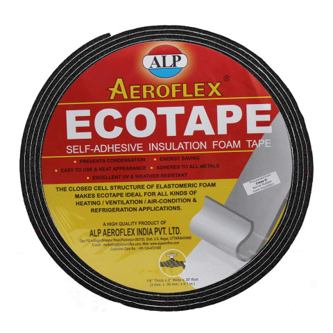 ALP Nitrile Foam Self Adhesive Insulation Foam Tape, ECOTAPE, Class O (Width 2 inch X Thick 3 mm X Length 9.1 mtr) -Pack of 1, Black