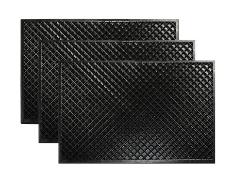 ALP EPDM Rubber Anti Slip Extremely Black color Durable Door Mat for Home Office Door -Pack of 3 (Black)