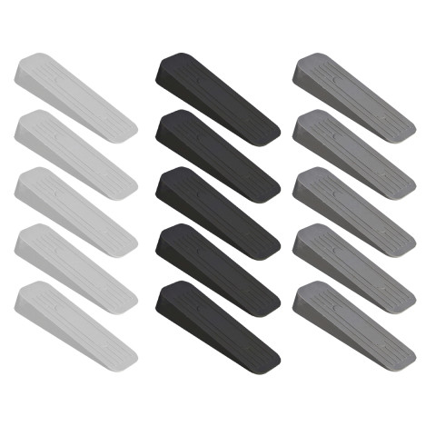 ALP Rubber Door Stoppers Combo (Black-White-Grey, Pack of 15)